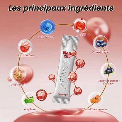 Fabriqué en France 🎇 𝗡𝗮𝘁𝗿𝗮𝘃𝗼𝗿® 𝗡𝗠𝗡 𝗡𝗔𝗗+ Solution orale raffermissante & anti-âge