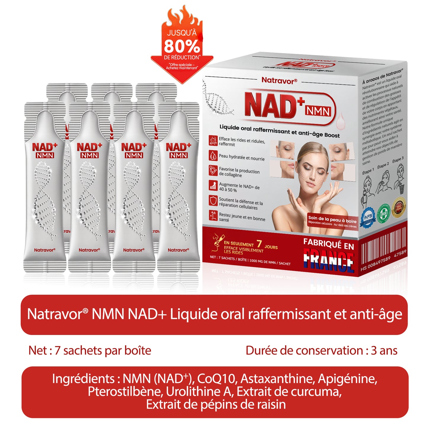 Fabriqué en France 🎇 𝗡𝗮𝘁𝗿𝗮𝘃𝗼𝗿® 𝗡𝗠𝗡 𝗡𝗔𝗗+ Solution orale raffermissante & anti-âge