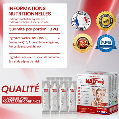 Fabriqué en France 🎇 𝗡𝗮𝘁𝗿𝗮𝘃𝗼𝗿® 𝗡𝗠𝗡 𝗡𝗔𝗗+ Solution orale raffermissante & anti-âge