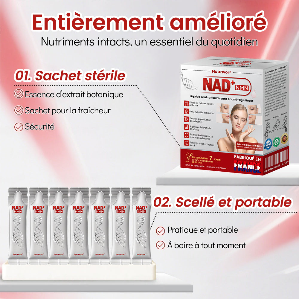 Fabriqué en France 🎇 𝗡𝗮𝘁𝗿𝗮𝘃𝗼𝗿® 𝗡𝗠𝗡 𝗡𝗔𝗗+ Solution orale raffermissante & anti-âge