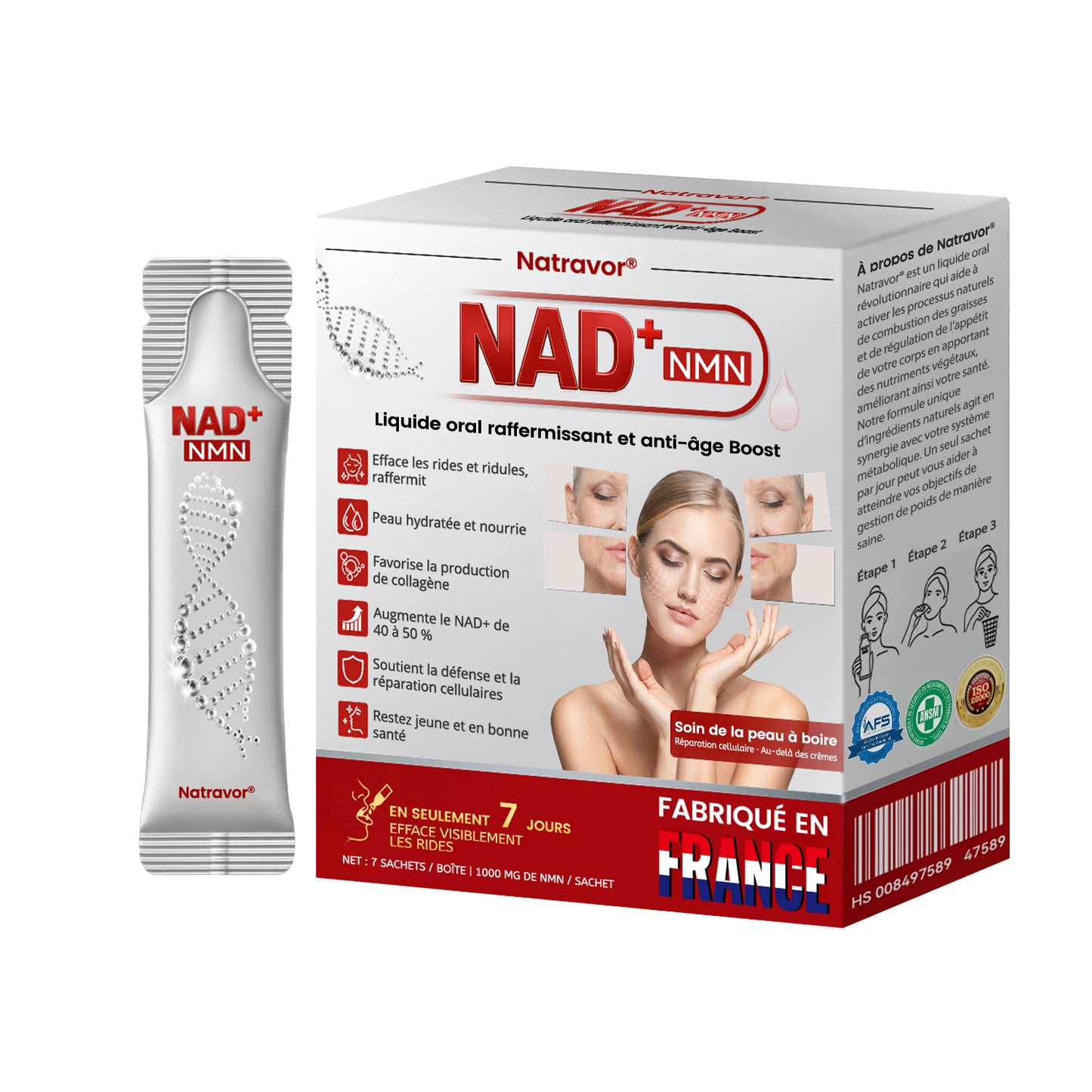 Fabriqué en France 🎇 𝗡𝗮𝘁𝗿𝗮𝘃𝗼𝗿® 𝗡𝗠𝗡 𝗡𝗔𝗗+ Solution orale raffermissante & anti-âge