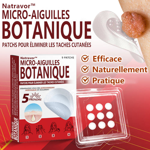 Patchs botaniques à micro-aiguilles Natravor® pour l'élimination des acrochordons ✅Fabriqué en France