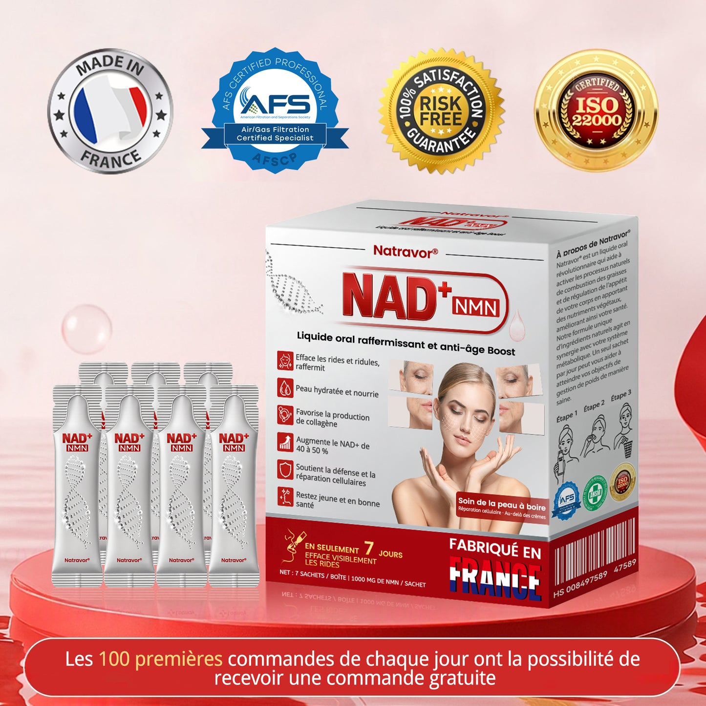 Fabriqué en France 🎇 𝗡𝗮𝘁𝗿𝗮𝘃𝗼𝗿® 𝗡𝗠𝗡 𝗡𝗔𝗗+ Solution orale raffermissante & anti-âge